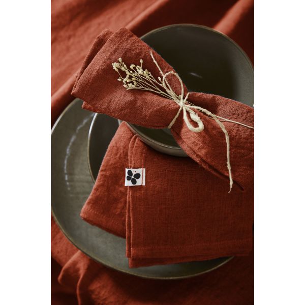 Lot de 3 serviettes 40x40 cm Lin Paprika