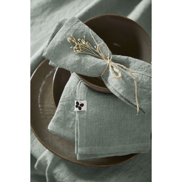 Lot de 3 serviettes 40x40 cm Lin Eucalyptus