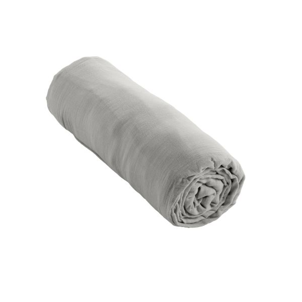 Drap housse 200x200 cm Gaze de coton unie GAÏA Nuage