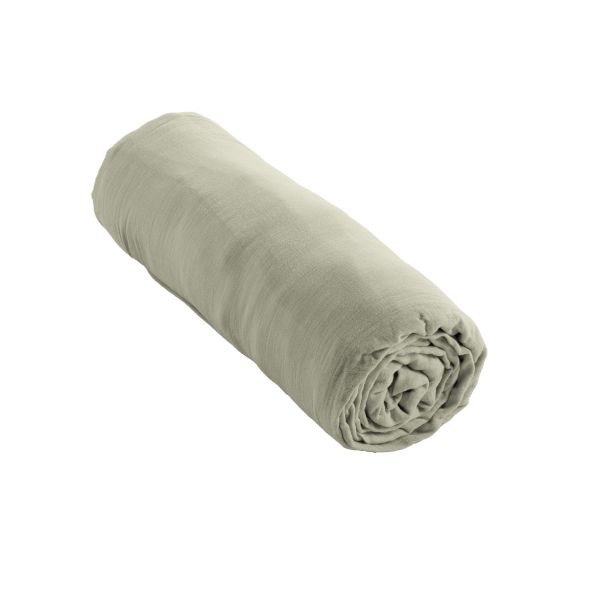 Drap housse 200x200 cm Gaze de coton unie GAÏA Vert d'eau