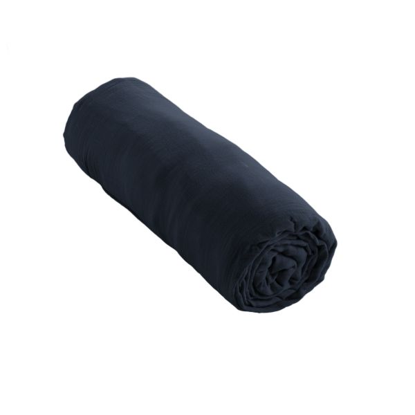 Drap housse 200x200 cm Gaze de coton unie GAÏA Minuit