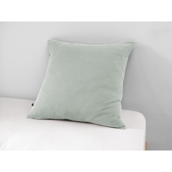 Taie d'oreiller 60x60 cm Gaze de coton unie GAÏA Eucalyptus