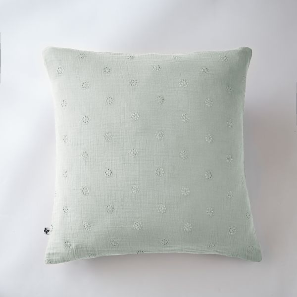 Taie d'oreiller 60x60 cm Gaze de coton GAÏA à fleurs Eucalyptus