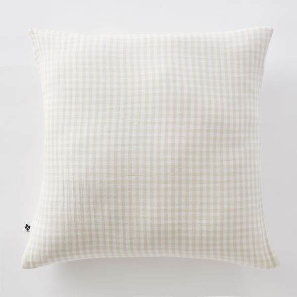 Taie d'oreiller 60x60 cm Gaze de coton tissée teinte quadrillage Pampa