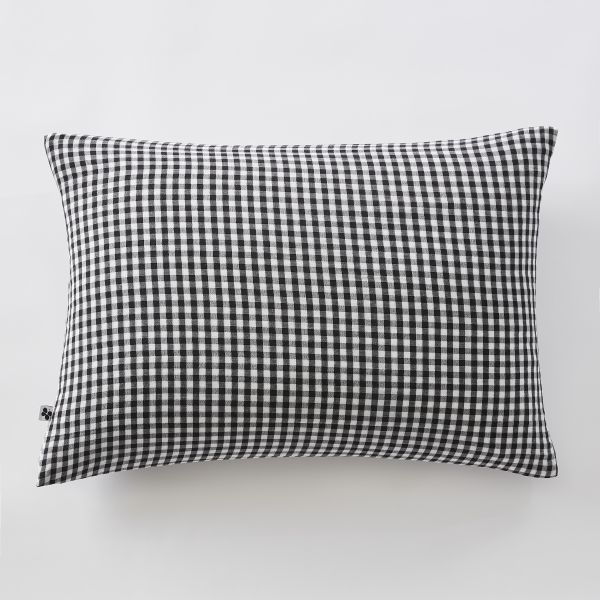 Taie d'oreiller 50x70 cm Gaze de coton tissée teinte quadrillage Truffe