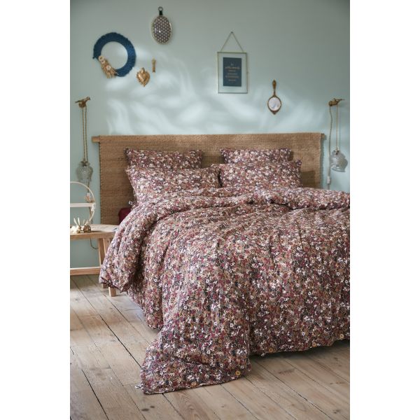 Housse de couette 240x220 cm Gaze de coton imprimée CAPUCINE Camel