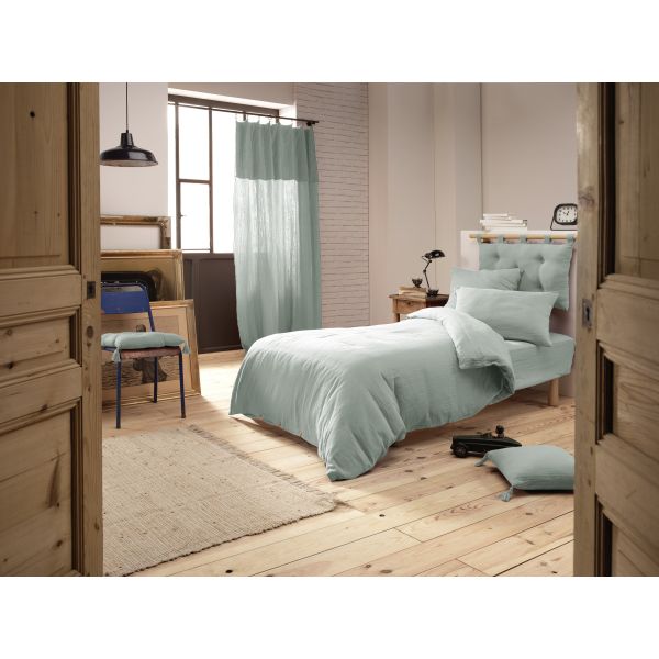 Housse de couette 140x200 cm Gaze de coton unie GAÏA Eucalyptus
