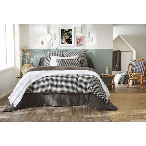 Bout de lit 90x200 cm Gaze de coton tissée teinte VICKIE Truffe