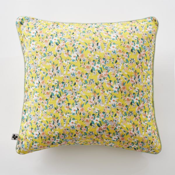 Coussin déhoussable avec passepoil 45x45 cm Gaze de coton imprimée MANON