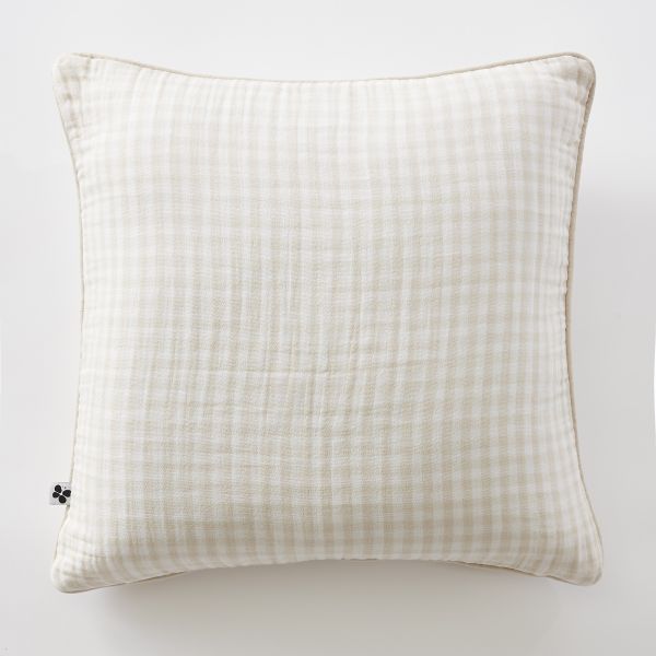 Coussin déhoussable avec passepoil 45x45 cm Gaze de coton tissée teinte VICKIE Pampa
