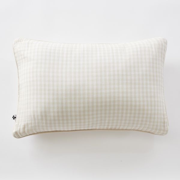 Coussin déhoussable avec passepoil 40x60 cm Gaze de coton tissée teinte VICKIE Pampa