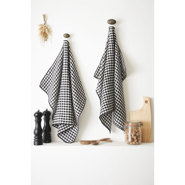 Lot de 2 essuie-mains 50x70 cm Gaze de coton tissée teinte VICKIE Truffe