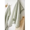 Lot de 2 essuie-mains 50x70 cm Gaze de coton tissée teinte VICKIE Eucalyptus