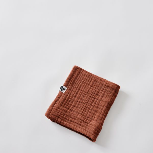 Serviette invité 30x50 cm Gaze de coton unie GAÏA Terracotta