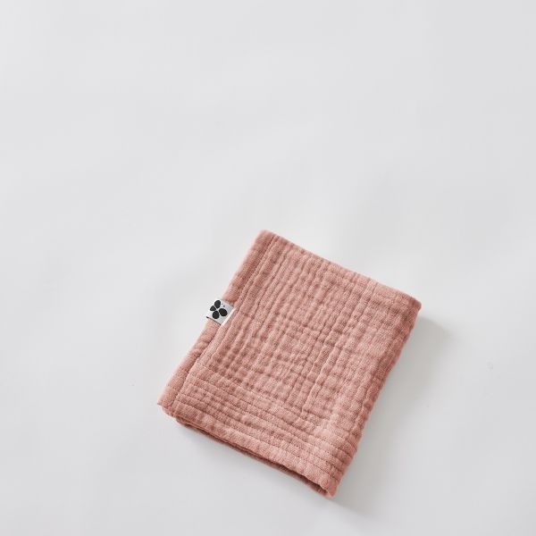 Serviette invité 30x50 cm Gaze de coton unie GAÏA Rose pêche