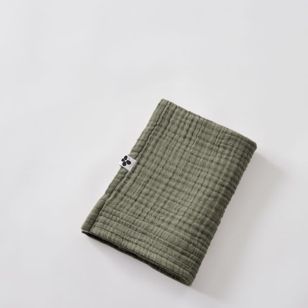 Serviette de toilette 50x90 cm Gaze de coton unie GAÏA Romarin