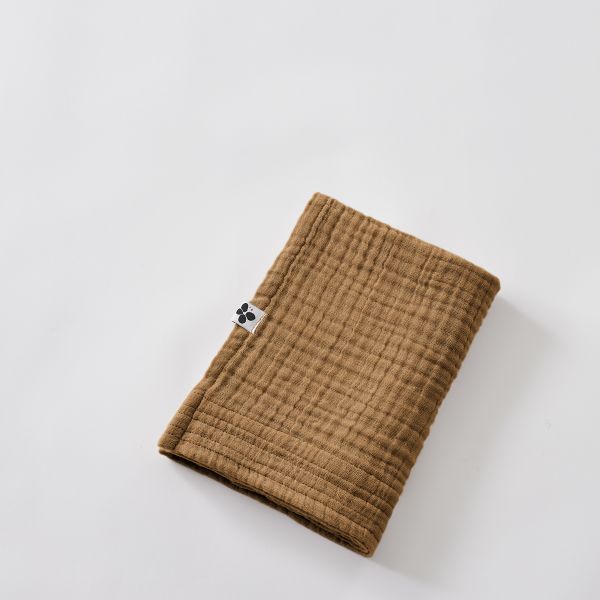 Serviette de toilette 50x90 cm Gaze de coton unie GAÏA Camel