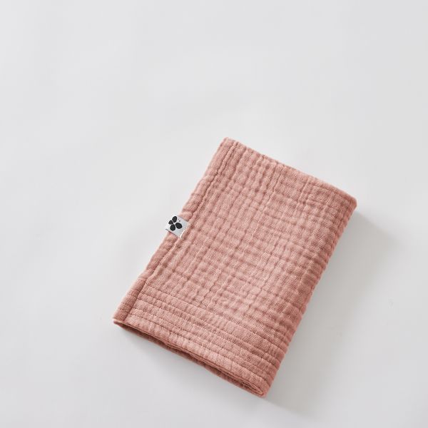 Serviette de toilette 50x90 cm Gaze de coton unie GAÏA Rose pêche