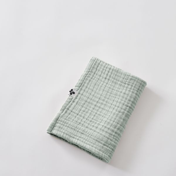 Serviette de toilette 50x90 cm Gaze de coton unie GAÏA Eucalyptus