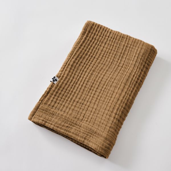 Drap de douche 70x130 cm Gaze de coton unie GAÏA Camel