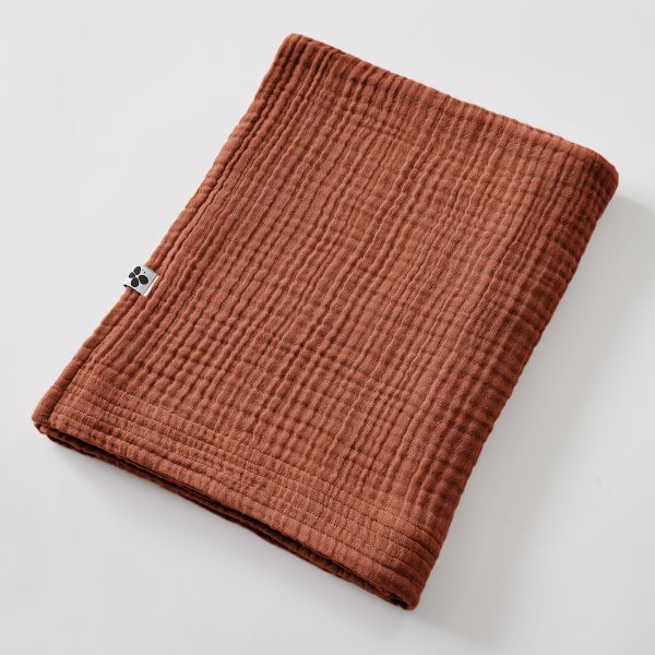Drap de bain 90x150 cm Gaze de coton unie GAÏA Terracotta