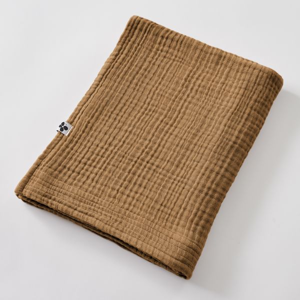 Drap de bain 90x150 cm Gaze de coton unie GAÏA Camel