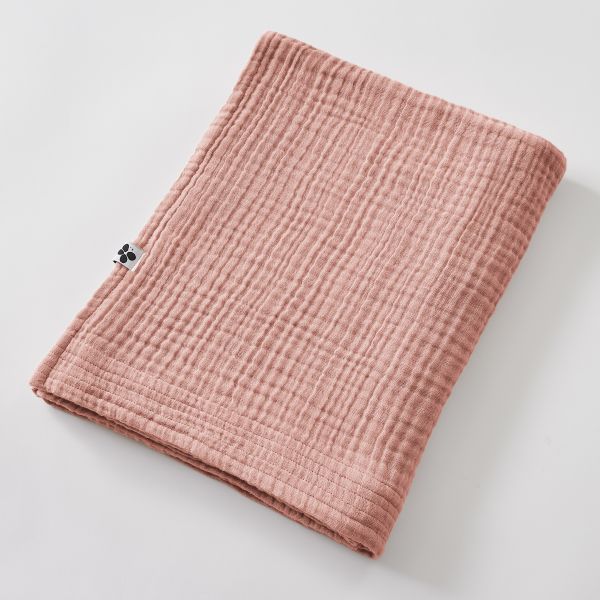 Drap de bain 90x150 cm Gaze de coton unie GAÏA Rose pêche