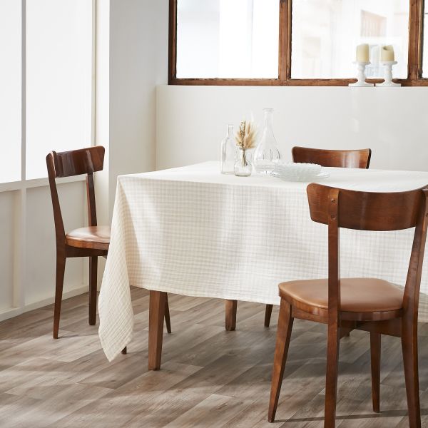 Nappe rectangle 150x250 cm Gaze de coton tissée teinte VICKIE Pampa