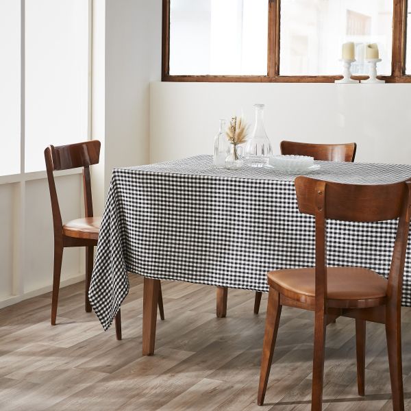 Nappe rectangle 150x350 cm Gaze de coton tissée teinte VICKIE Truffe