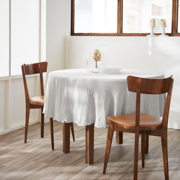 Nappe ronde 180 cm Gaze de coton unie GAÏA Nuage
