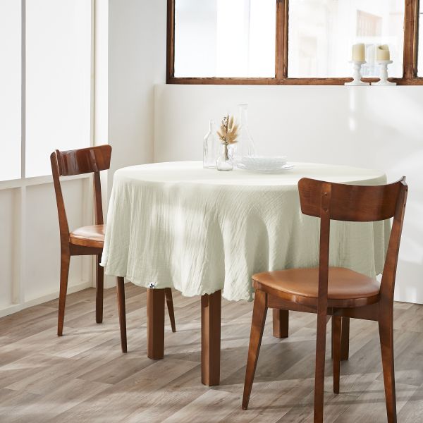 Nappe ronde 180 cm Gaze de coton unie GAÏA Vert d'eau