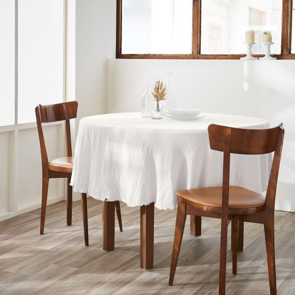 Nappe ronde 180 cm Gaze de coton unie GAÏA Chantilly
