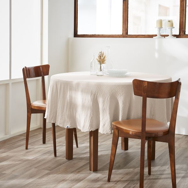 Nappe ronde 180 cm Gaze de coton unie GAÏA Pampa