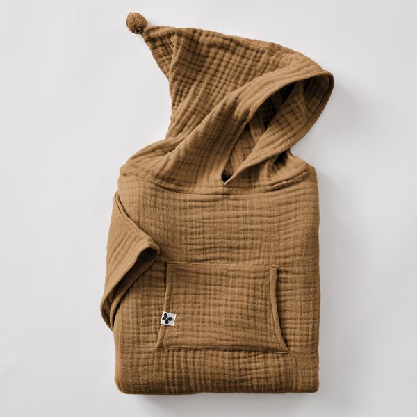 Poncho enfant mixte 6/10 ans Gaze de coton unie GAÏA Camel