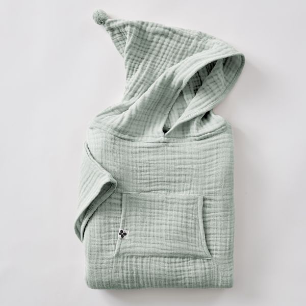 Poncho enfant mixte 6/10 ans Gaze de coton unie GAÏA Eucalyptus