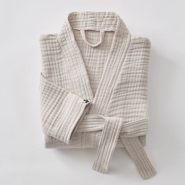 Peignoir kimono mixte S/M Gaze de coton unie GAÏA Pampa
