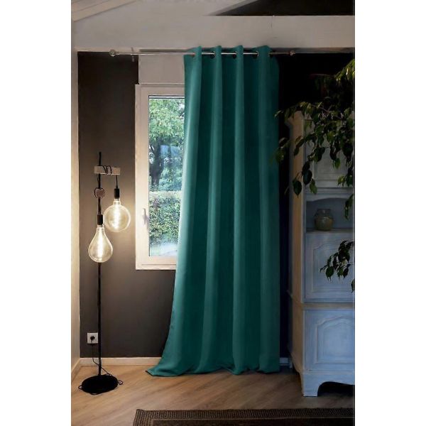 Rideau Occultant 140x280 cm Doublure polaire Polyester Bleu Canard