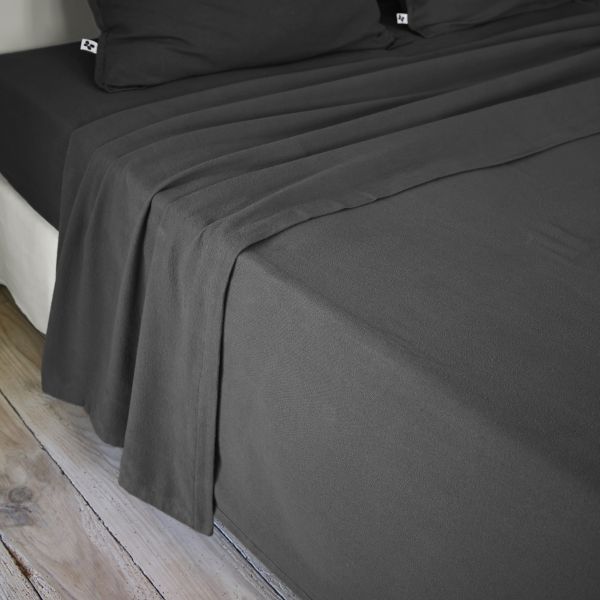 Drap plat 240x300 cm Flanelle unie CANDICE Orage