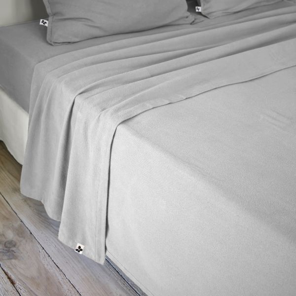 Drap plat 240x300 cm Flanelle unie CANDICE Brume