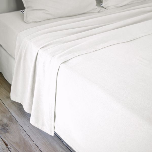 Drap plat 240x300 cm Flanelle unie CANDICE Neige