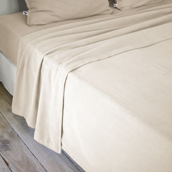 Drap plat 240x300 cm Flanelle unie CANDICE Sable