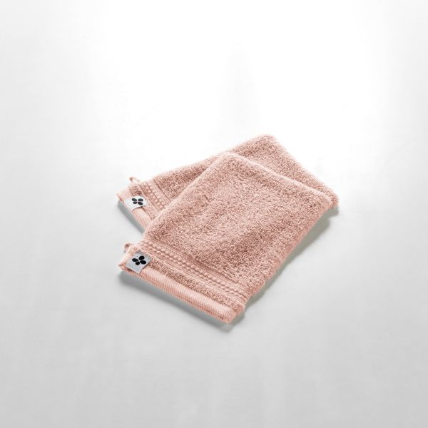 Lot de 2 gants 15x21 cm Éponge unie GARANCE Rose poudré
