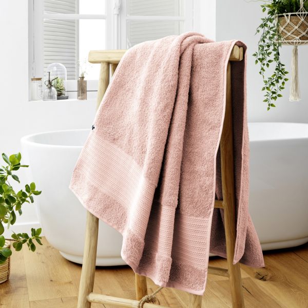 Drap de bain 90x150 cm Éponge unie GARANCE Rose poudré