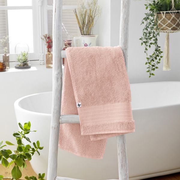 Serviette de toilette 50x90 cm Éponge unie GARANCE Rose poudré