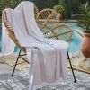 Fouta avec franges 95x180 cm Coton tissé teint + éponge NAËL Corail