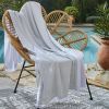 Fouta avec franges 95x180 cm Coton tissé teint + éponge NAËL Nénuphar