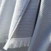 Fouta avec franges 95x180 cm Coton tissé teint + éponge NAËL Galet