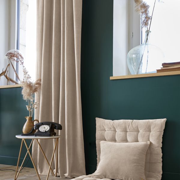 Rideau ajustable + 8 anneaux pince 140x270 cm Velours de coton CÉSAR Pampa