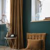 Rideau ajustable + 8 anneaux pince 140x270 cm Velours de coton CÉSAR Camel