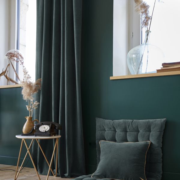 Rideau ajustable + 8 anneaux pince 140x270 cm Velours de coton CÉSAR Ardoise